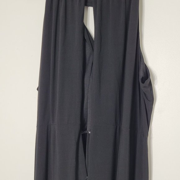💕 Black Sleeveless Peek a Boo Neck Waist Tie Maxi Dress Plus Size 26/28W - Picture 4 of 11